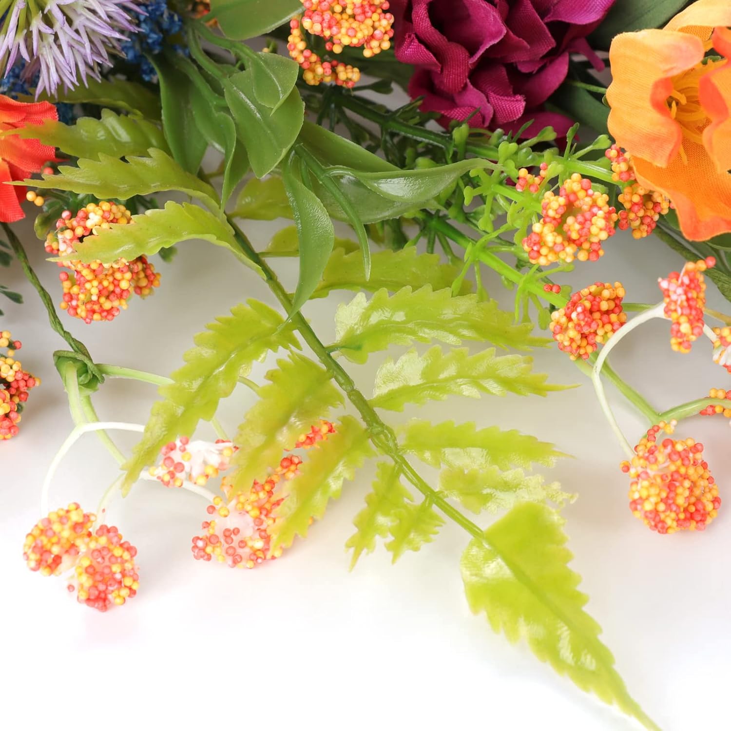 ZGOEK Artificial Floral Teardrop Wreath for Front Door