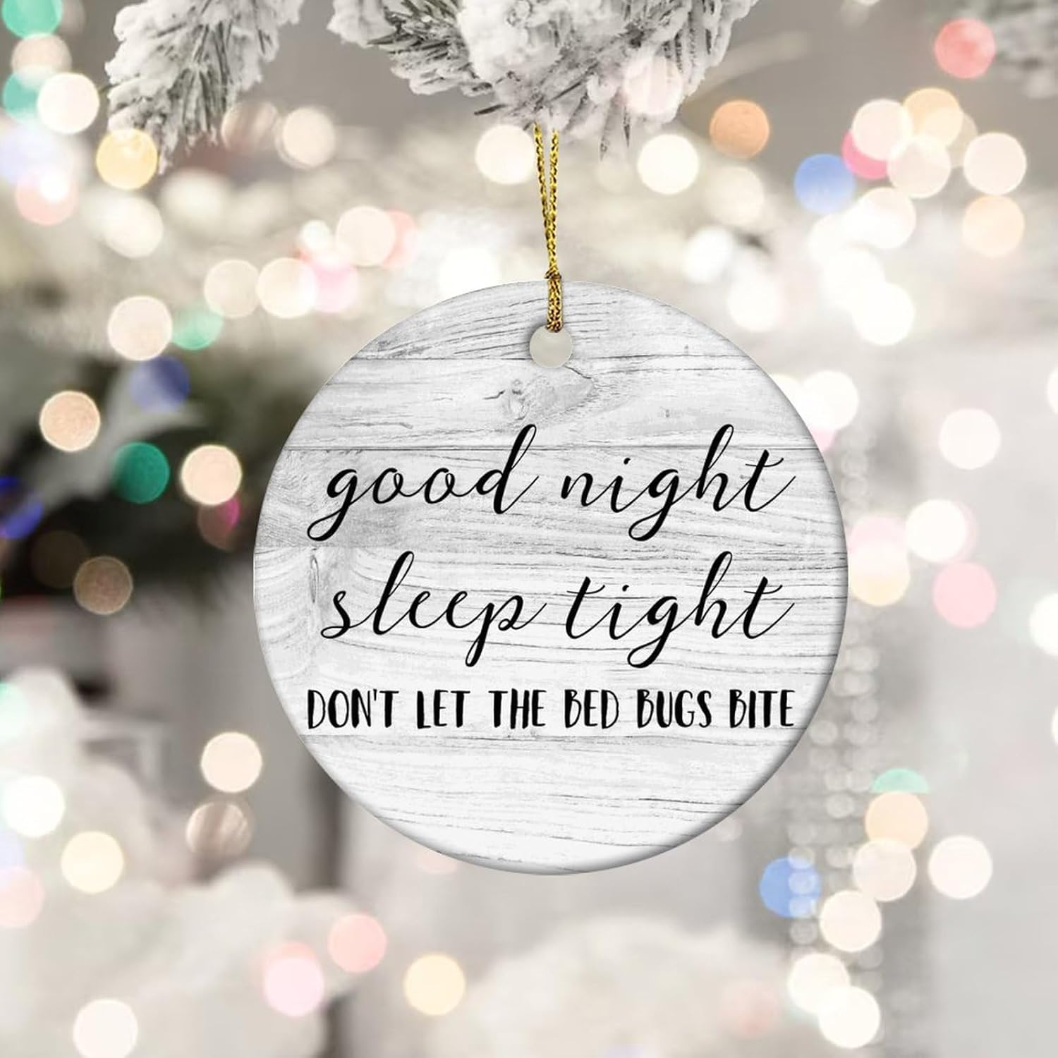 Good Night Sleep Tight Christmas Ceramic Ornament