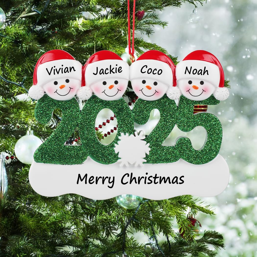 Personalized Family Christmas Ornament Snowman 4 Person