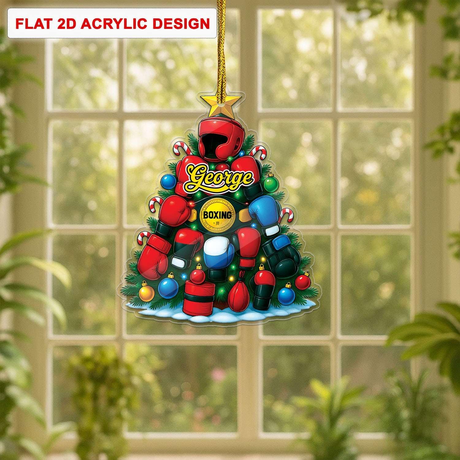 Custom Name Boxing Hanging Ornament 2025 Christmas Decor