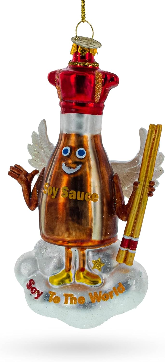 Savory Soy Sauce and Chopsticks Glass Ornament