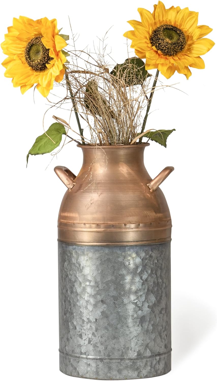 Red Co 16 Tall Two-Tone Copper Metal Jug Vase with Handles