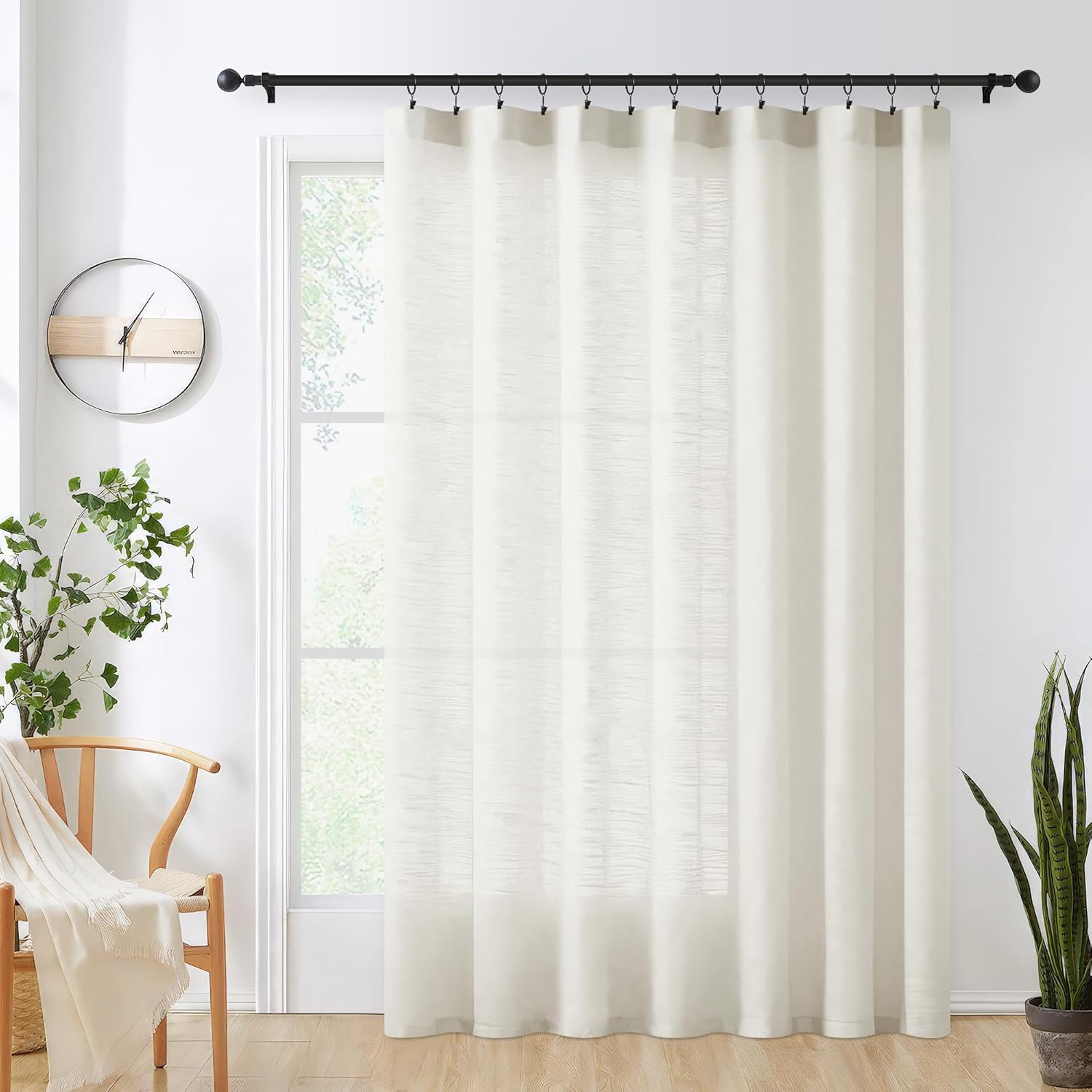 FMFUNCTEX 100 Linen Curtain Panel for Bedroom and Living Room Divider