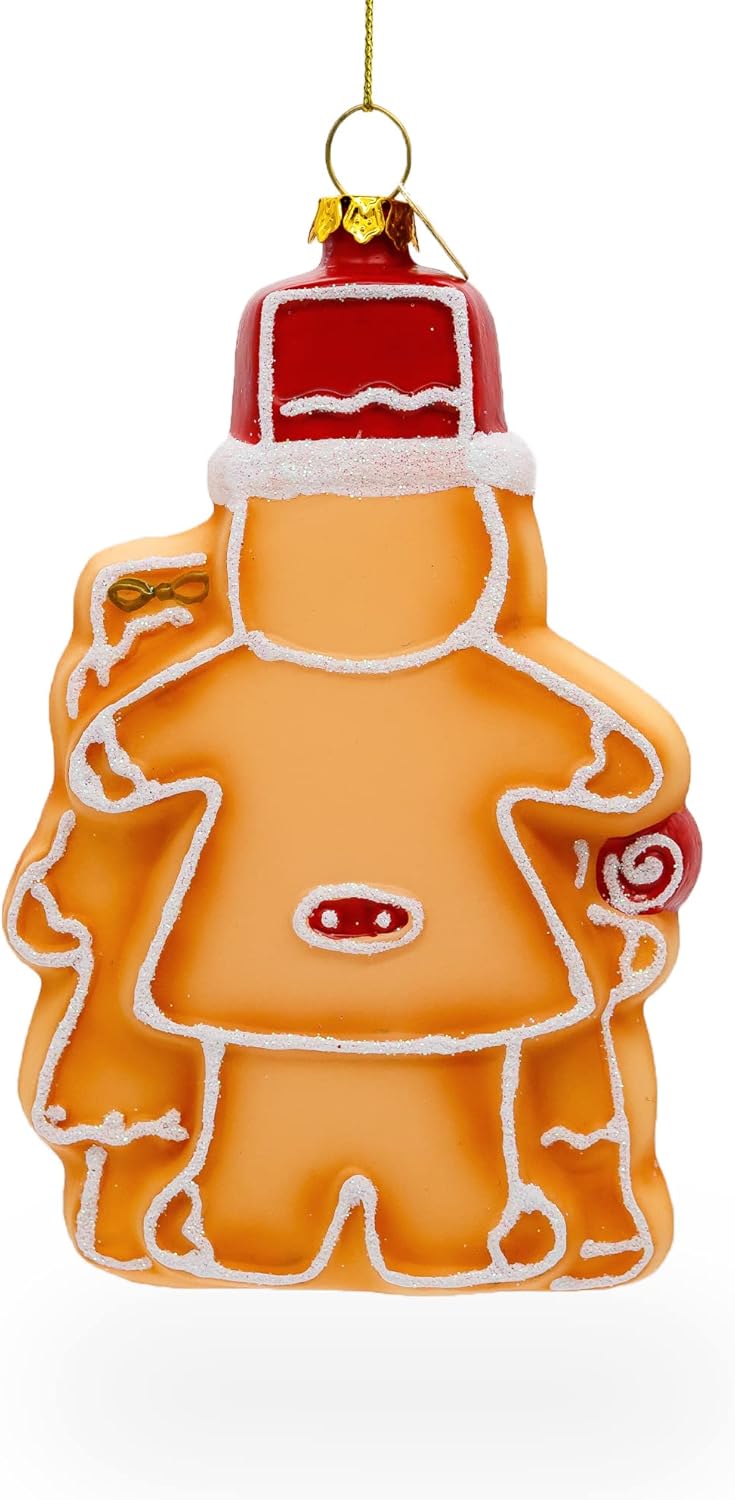 Charming Gingerbread Family Blown Glass Christmas Ornament 1