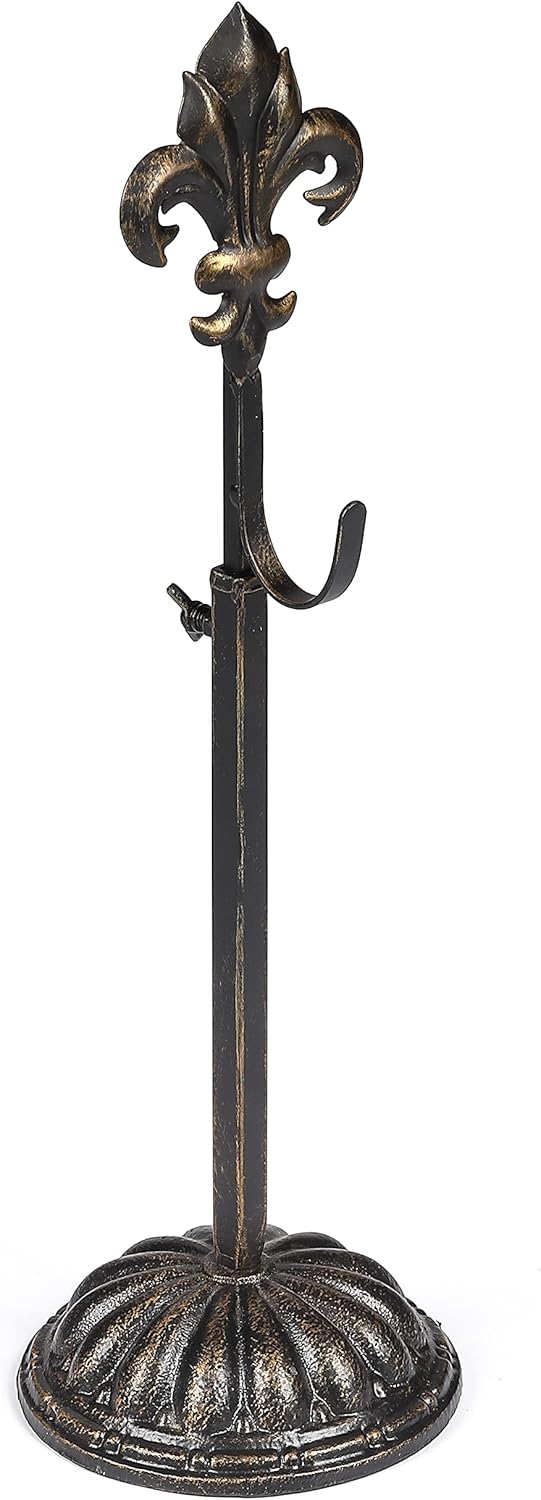 Adjustable Wreath Stand - Wrought Iron with Fleur De Lis Design