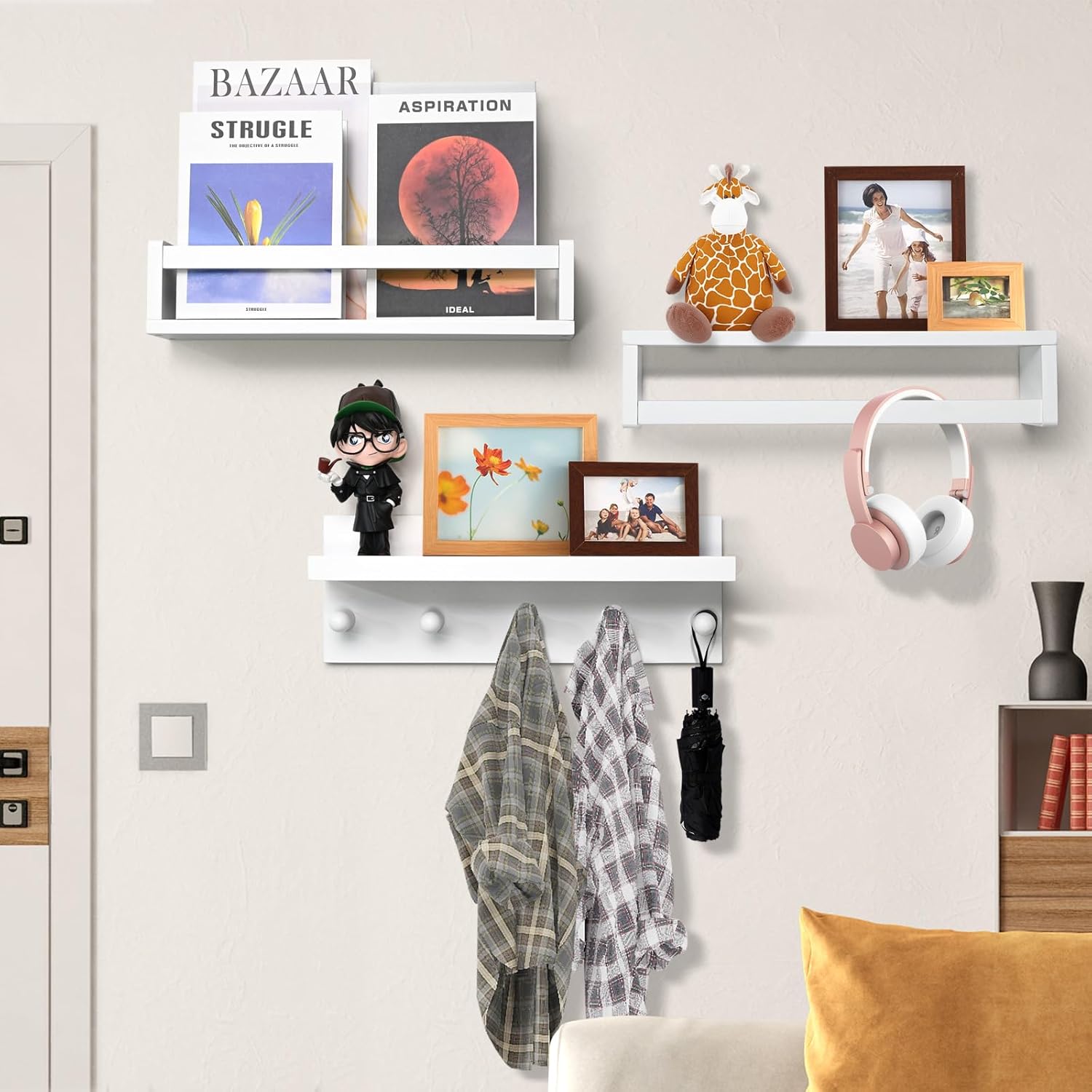 Ollieroo Set of Four Floating Book Shelves for Wall