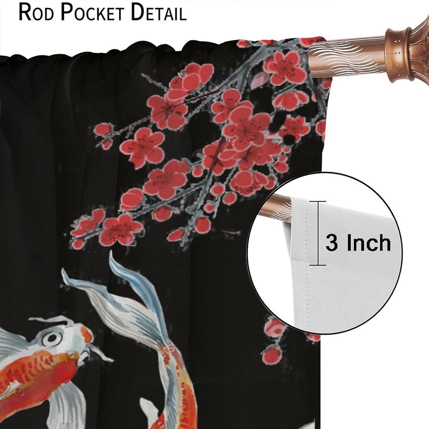 Fantasy Yin Yang Koi Fish Window Curtains 42x45in Decor