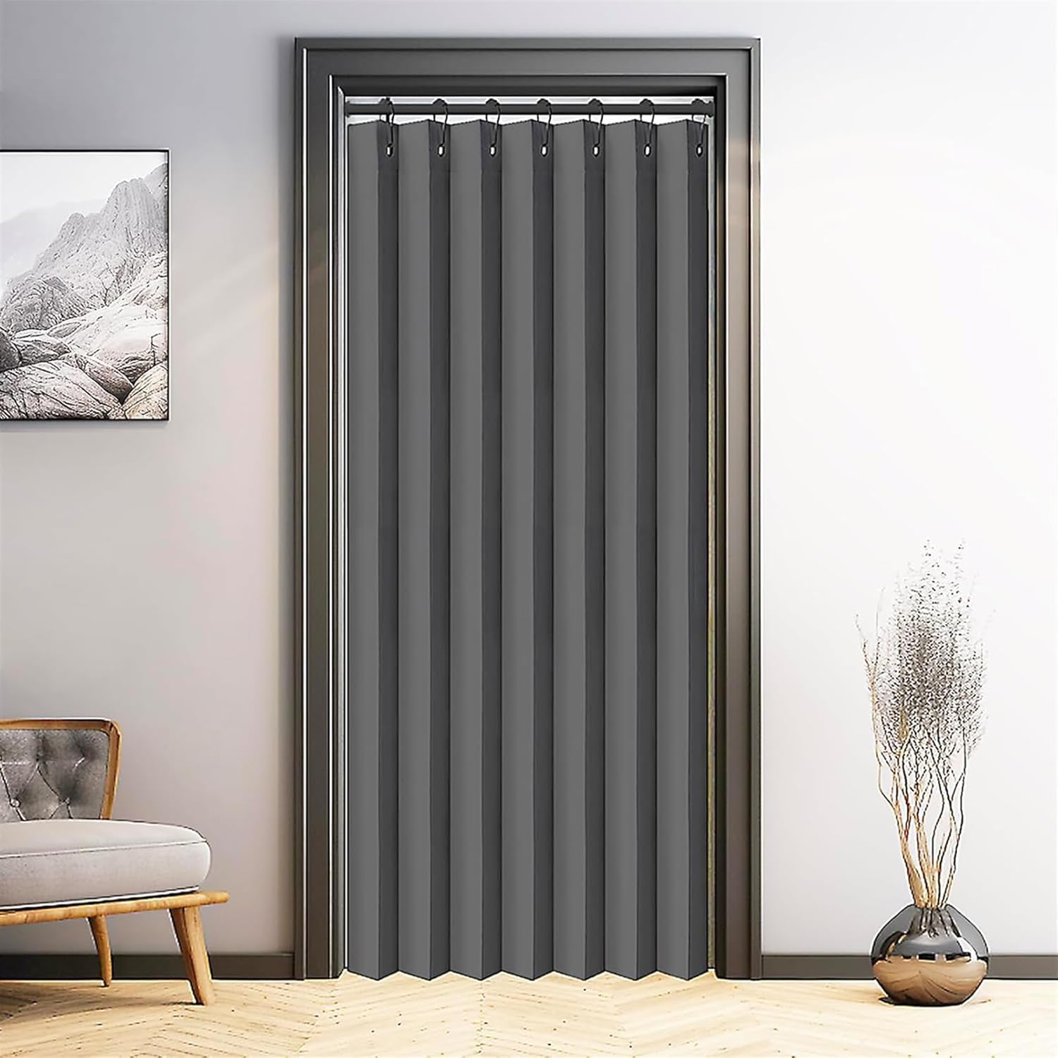 SK Studio Blackout Door Curtain Panel Dark Grey 95W x 100L
