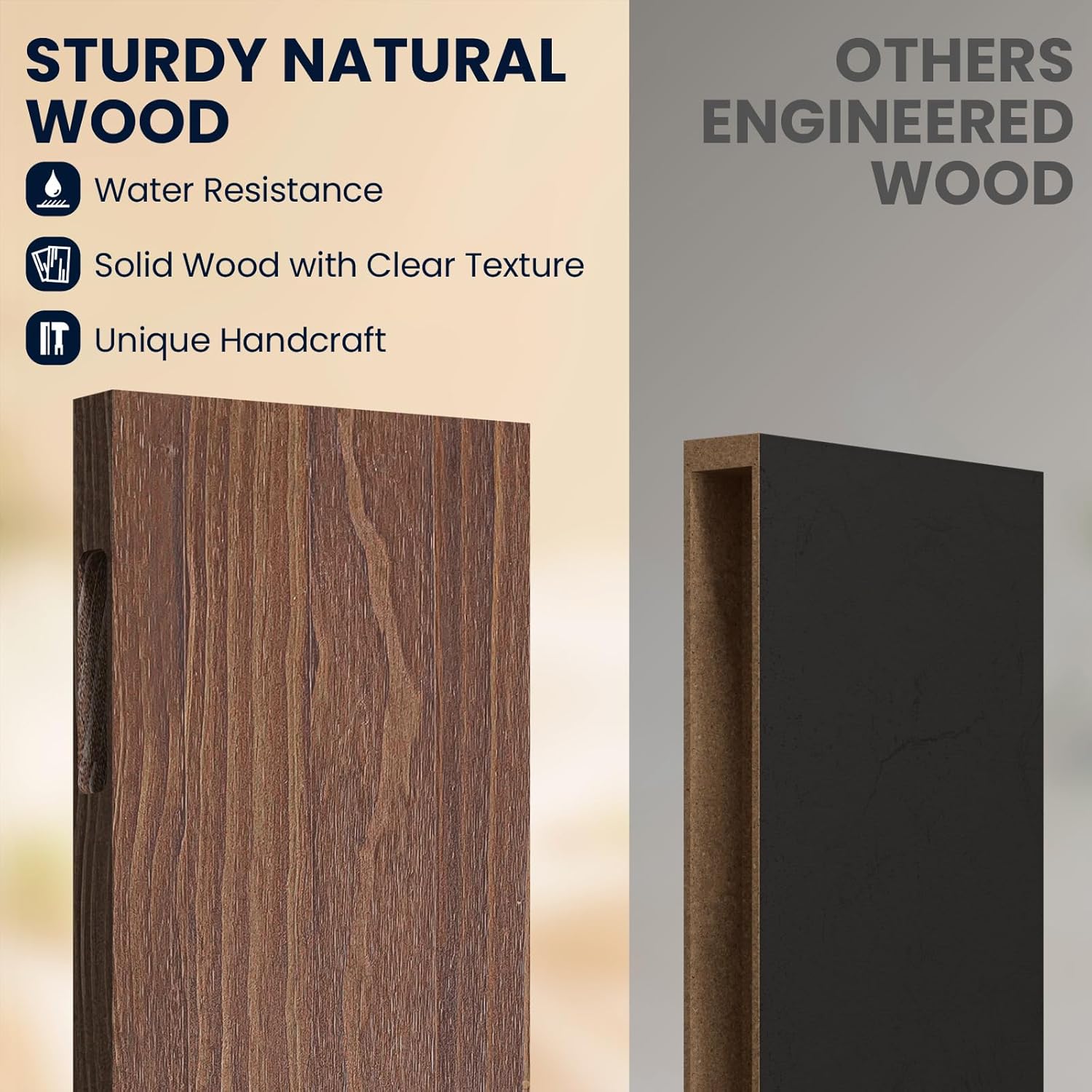 SODUKU Natural Wood Floating Shelves Set of 3 24 Inch Walnut