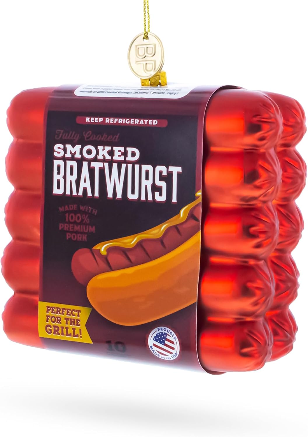 Smoked Bratwurst Glass Christmas Ornament