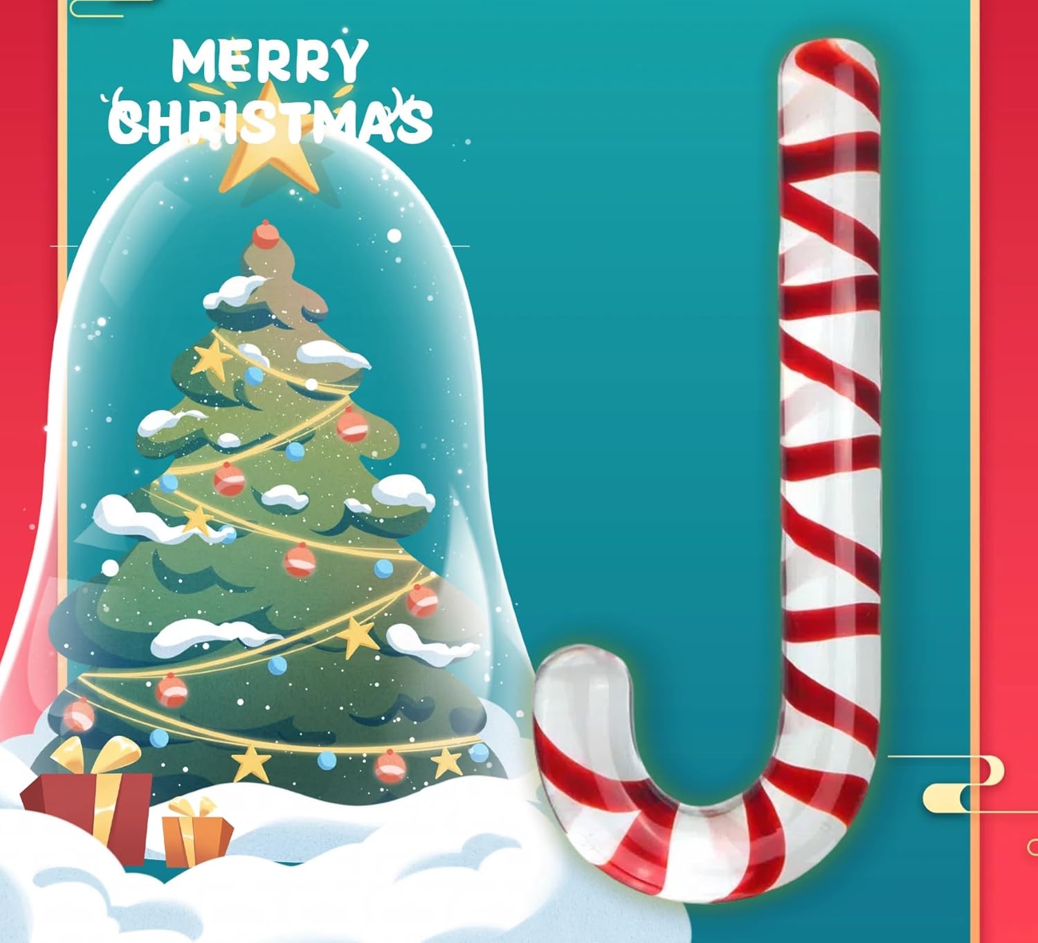 Crystal Glass Christmas Cane - 20cm for Tree Decoration