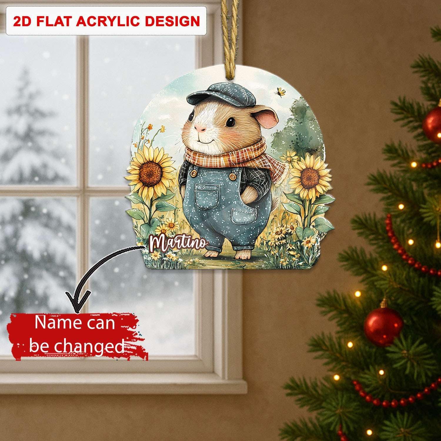 Custom Name Guinea Pig Hanging Ornament Personalized Acrylic Christmas Decor