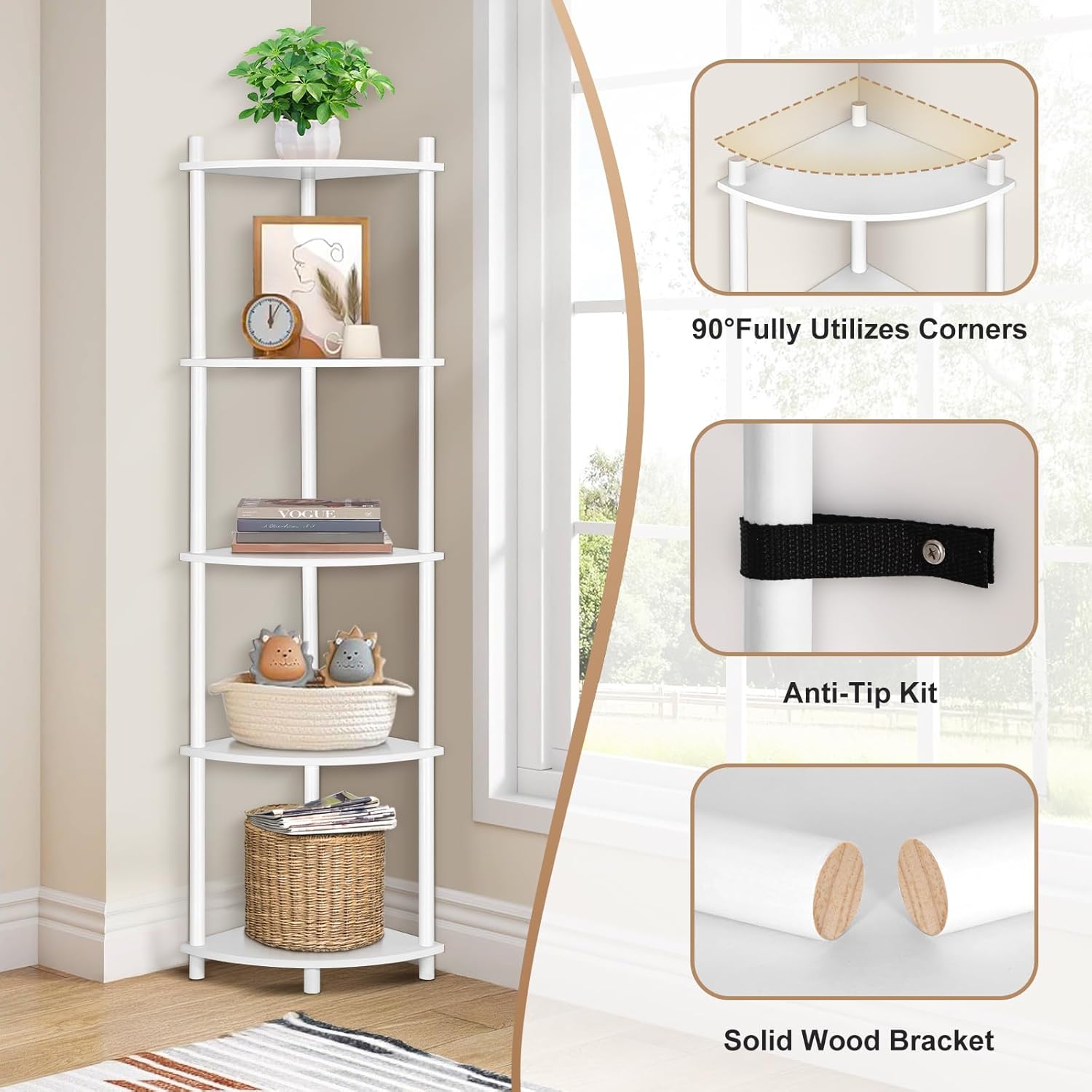 YGYQZ 5 Tier Tall Display Bookshelf Stand