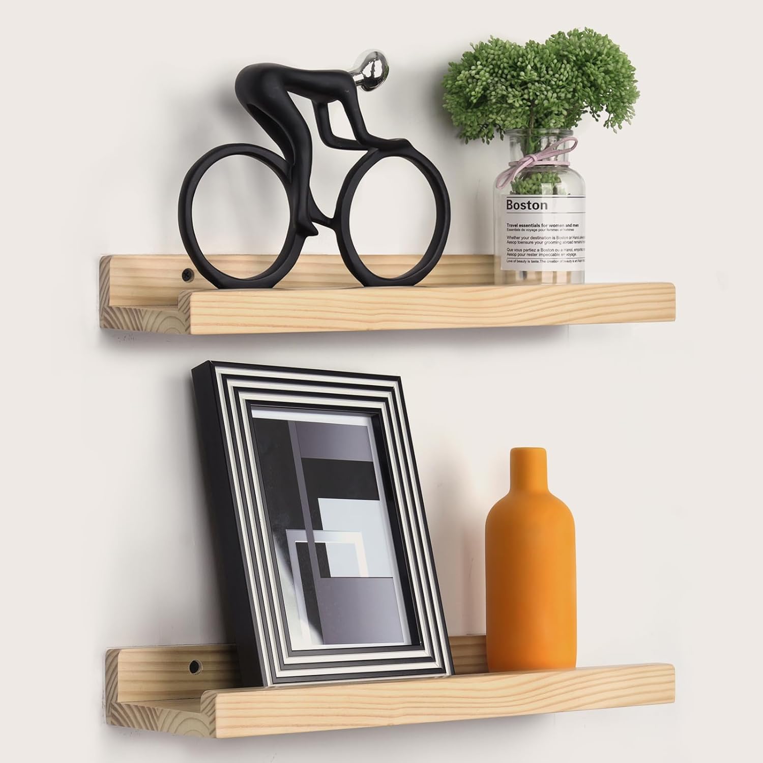 RANXFLOAT 165 Inch Set of 2 Wooden Floating Wall Shelves