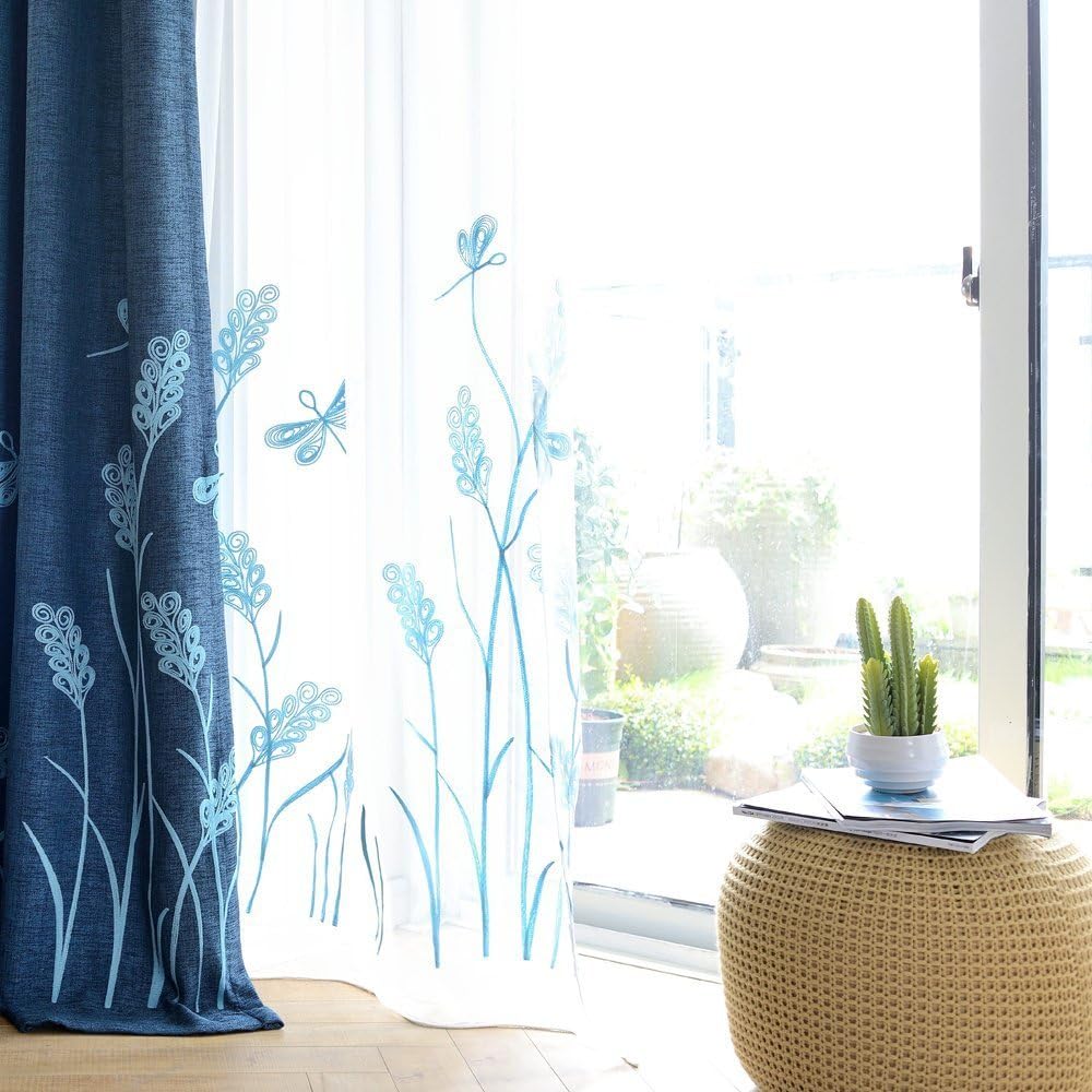 Melodieux Sheer Curtain with Wheat Embroidery