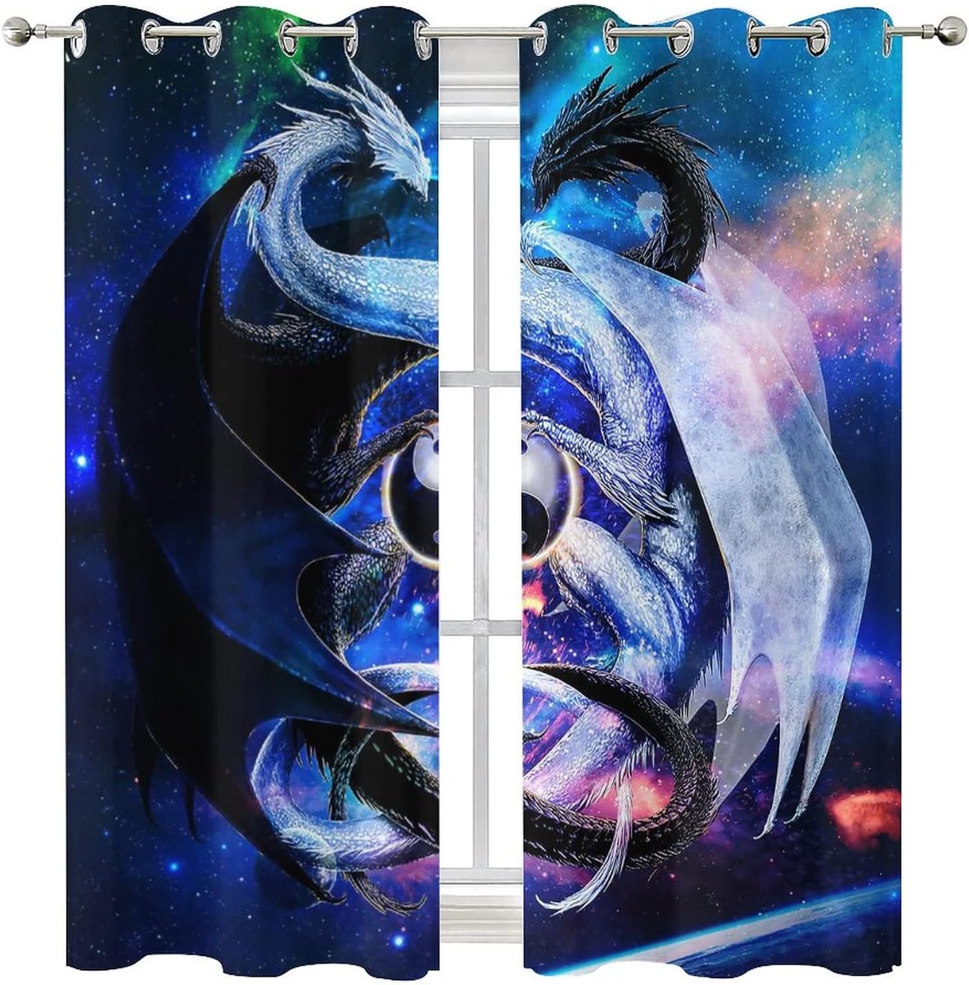 Cool Japanese Dragon Grommet Curtains 2 Panels 63L x 36W