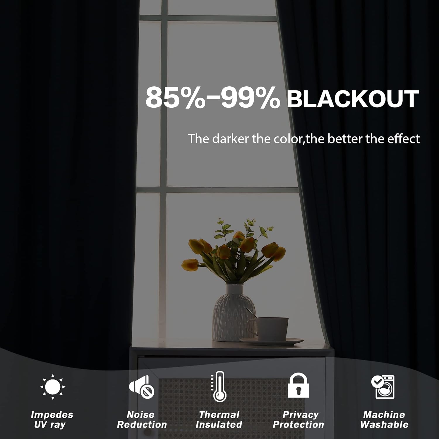 MUMFAS 72 x 84 Blackout Pinch Pleat Curtain Panel