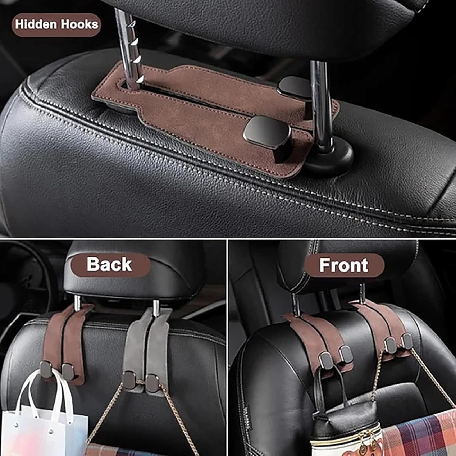 Coozyland Car Headrest Hooks for Purses and Bags