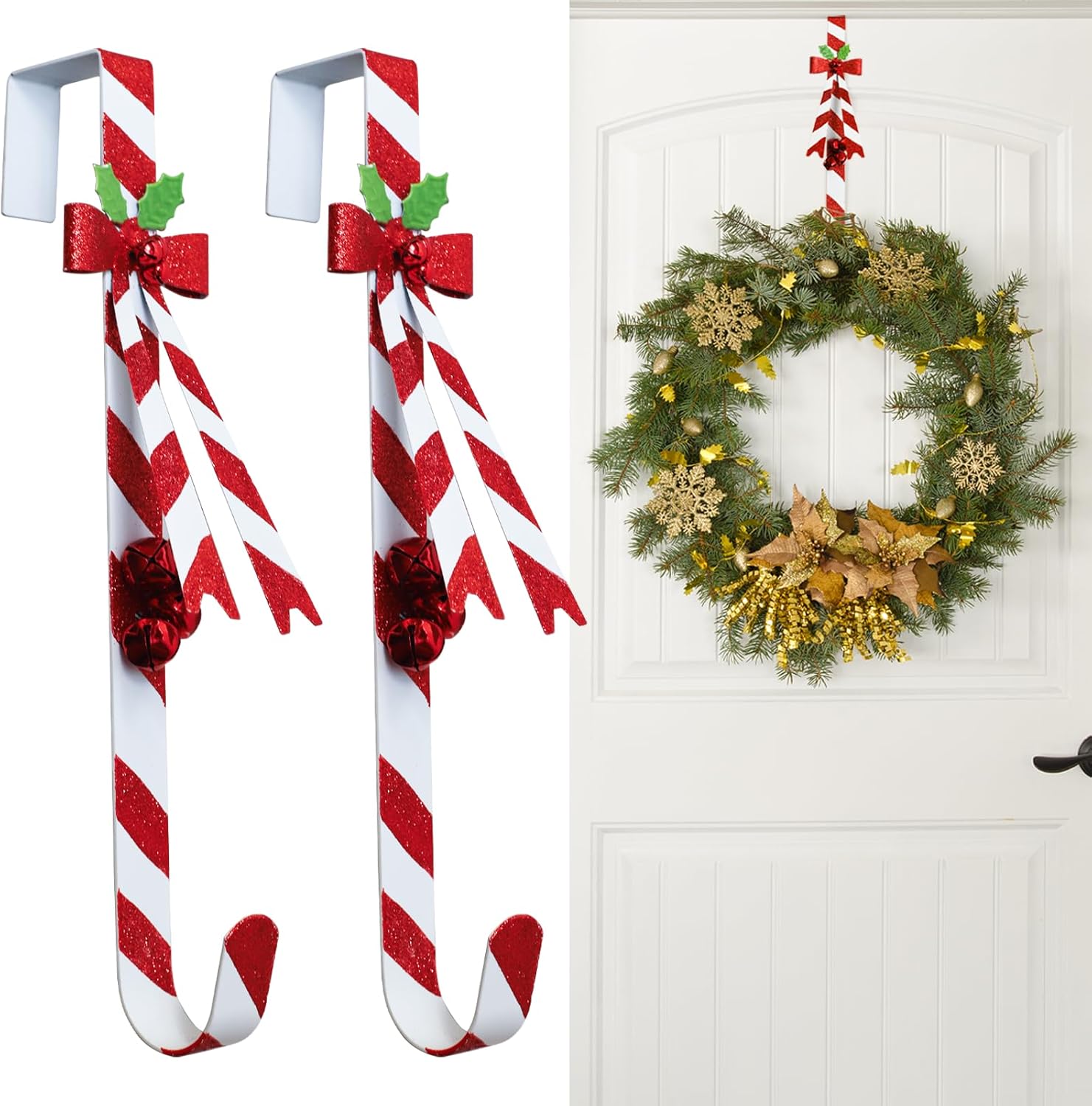 2 Pack Candy Cane Wreath Hangers for Front Door