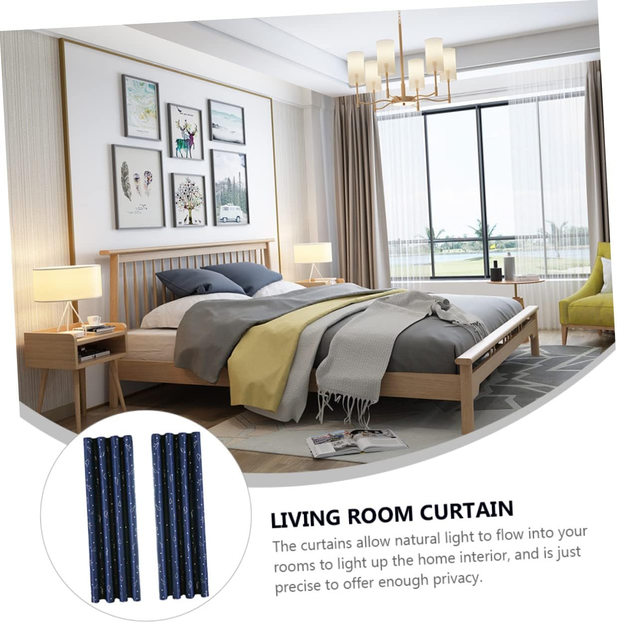1 Pair Adorable Dinosaur Printed Curtains for Home Navy Blue