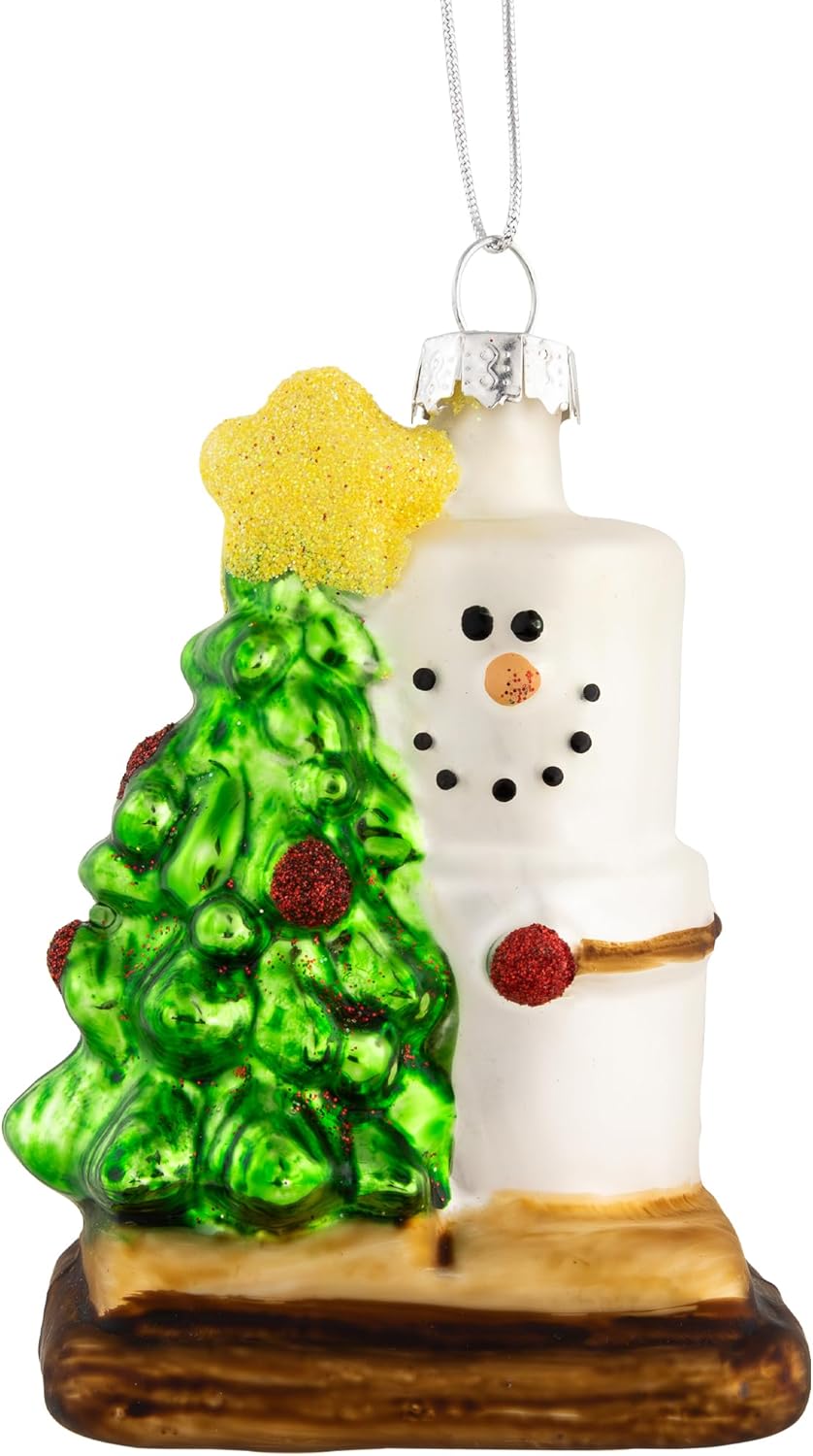 Northlight Smore with Tree Glass Christmas Ornament 325 White