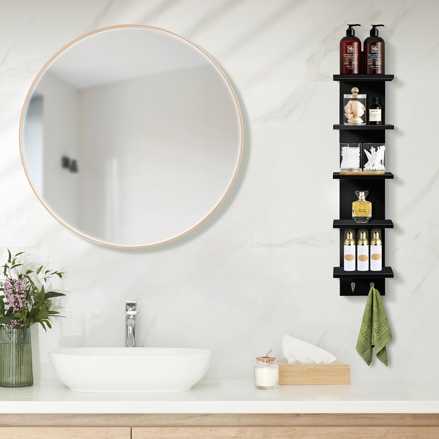 Sorbus 5 Tier Wall Shelf with Hooks 2 Pack