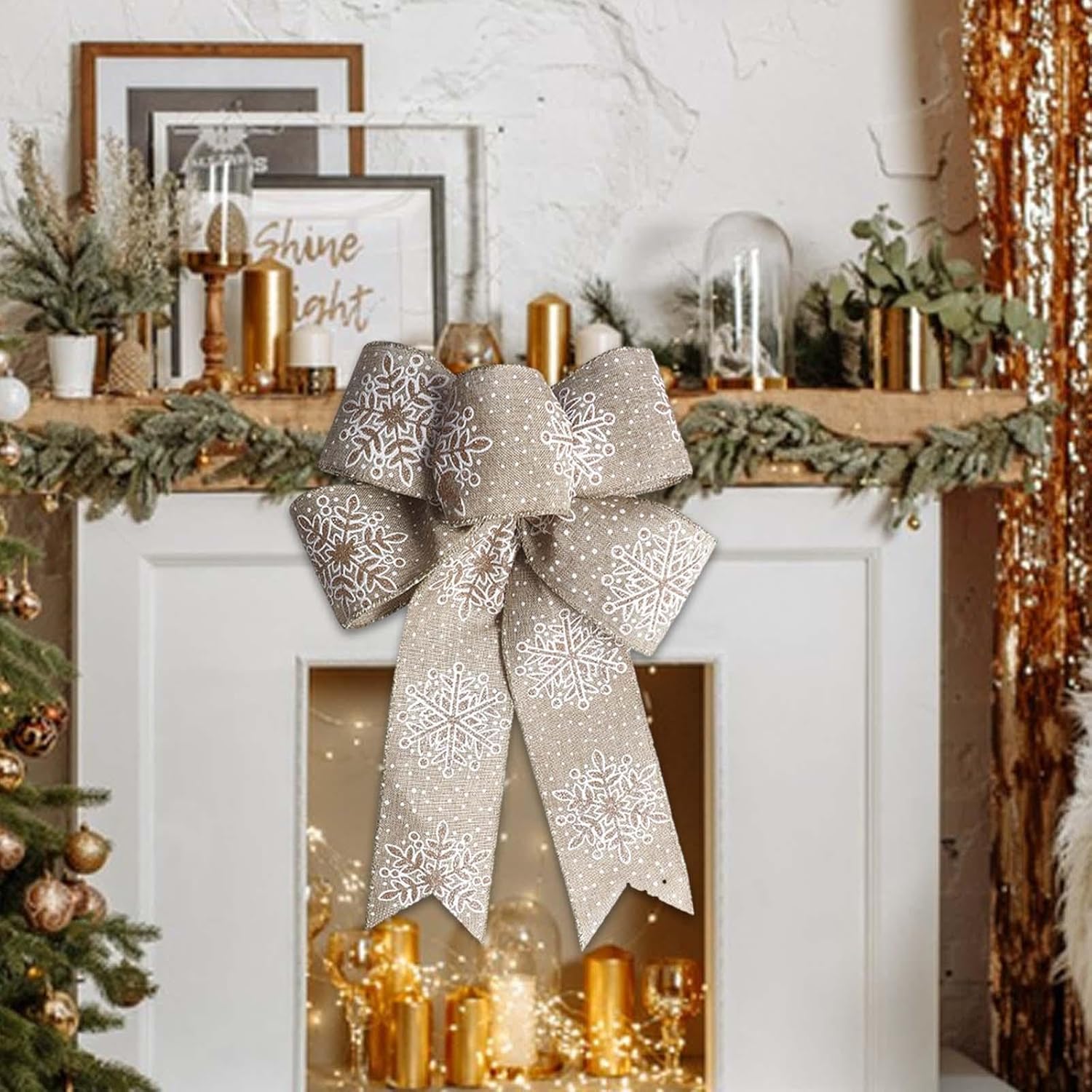 Large Christmas Wreath and Snowflake Decor