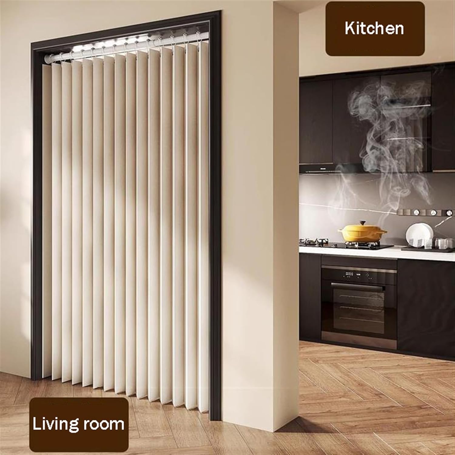 Blackout Accordion Door Curtain with Magnetic Buckles