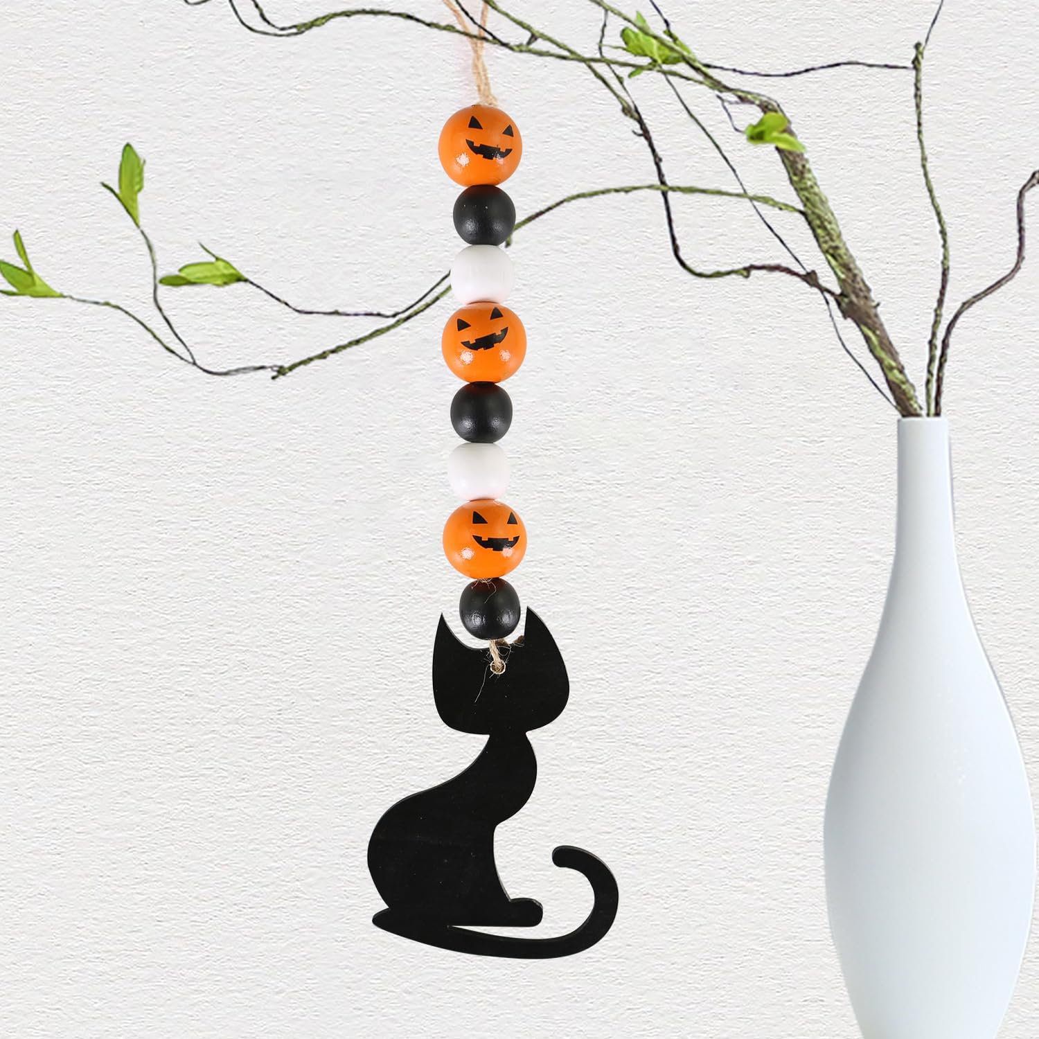 4 Piece Wooden Hanging Beads for Halloween Decor