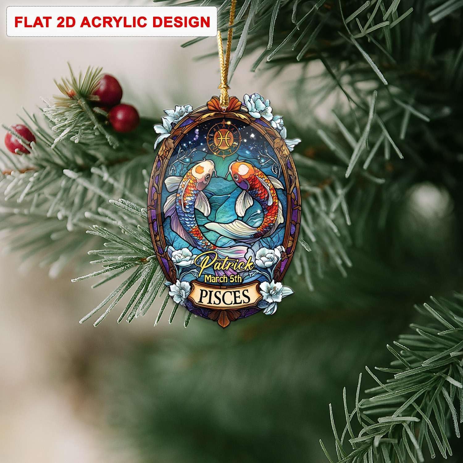 Personalized Pisces Constellation Hanging Ornament for Christmas Tree Decoration