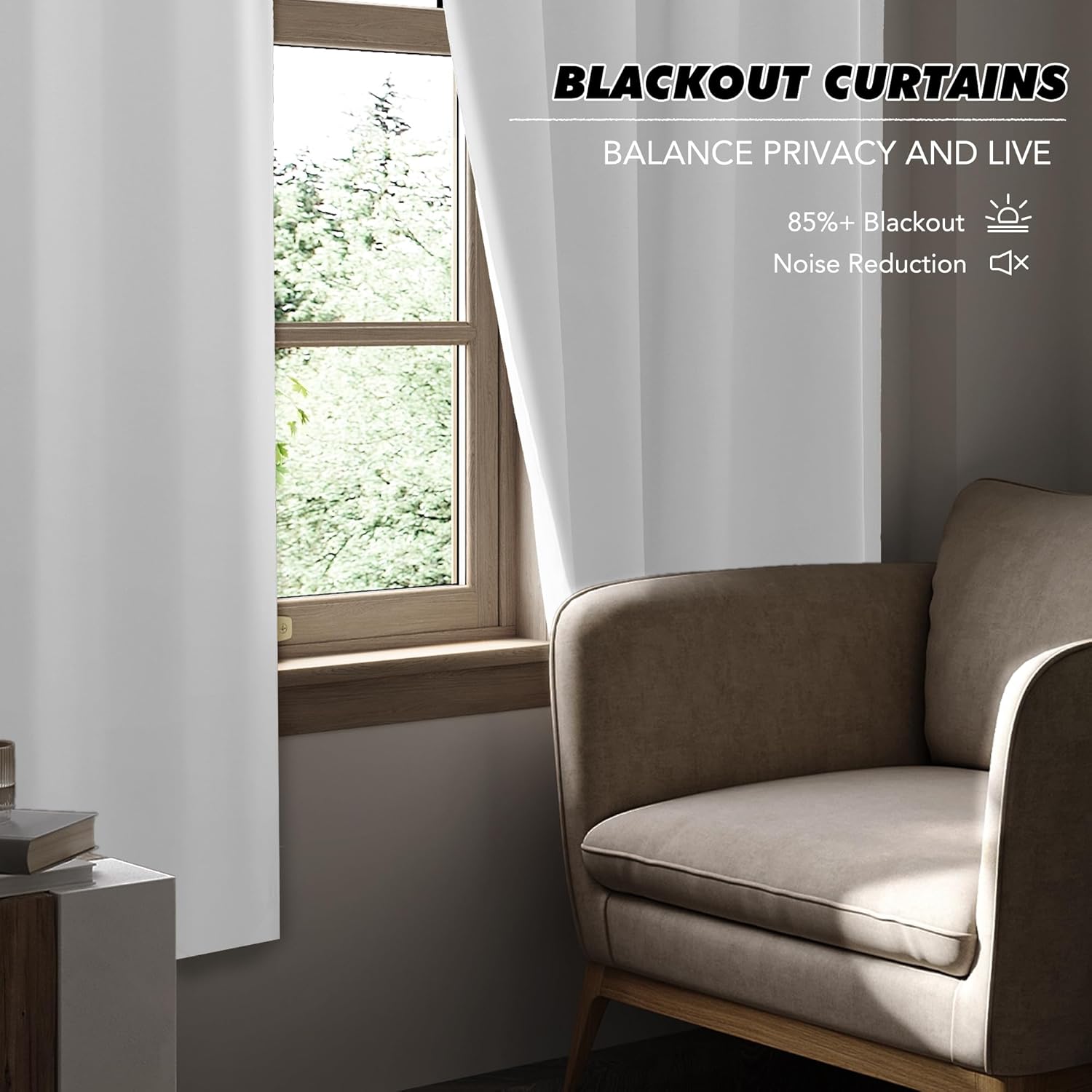 KGORGE 45 Inch Curtains 2 Panels Greyish White