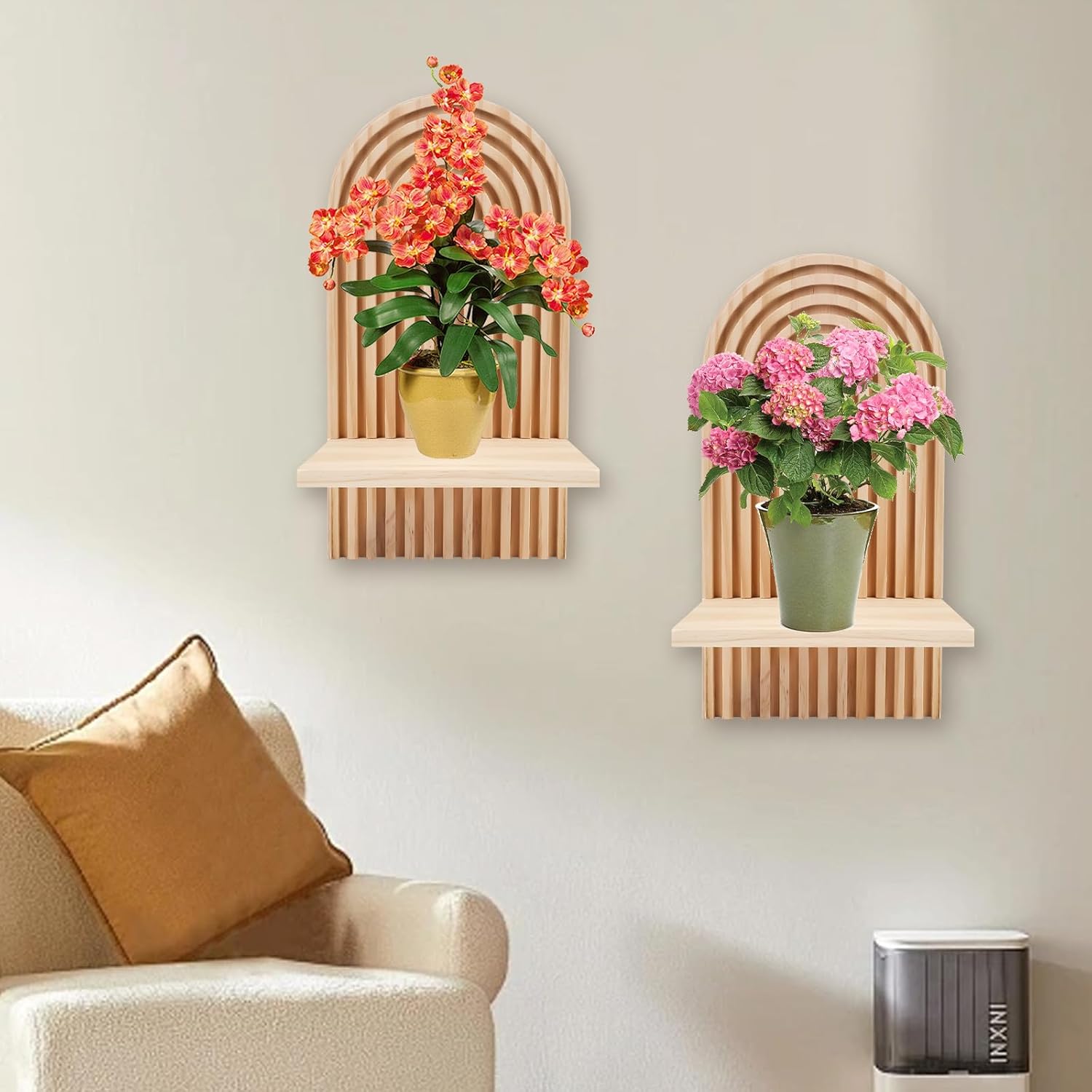 2 Pcs Boho Rainbow Floating Wall Shelves