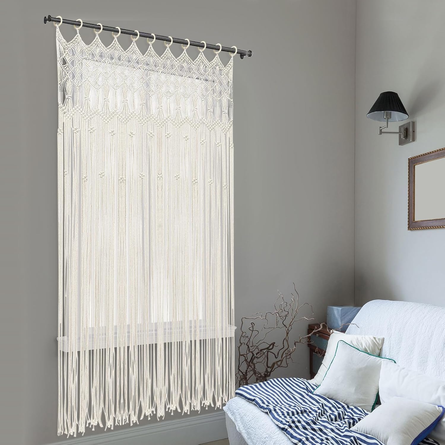 XUFOPLY Macrame Curtains Boho Window Room Divider