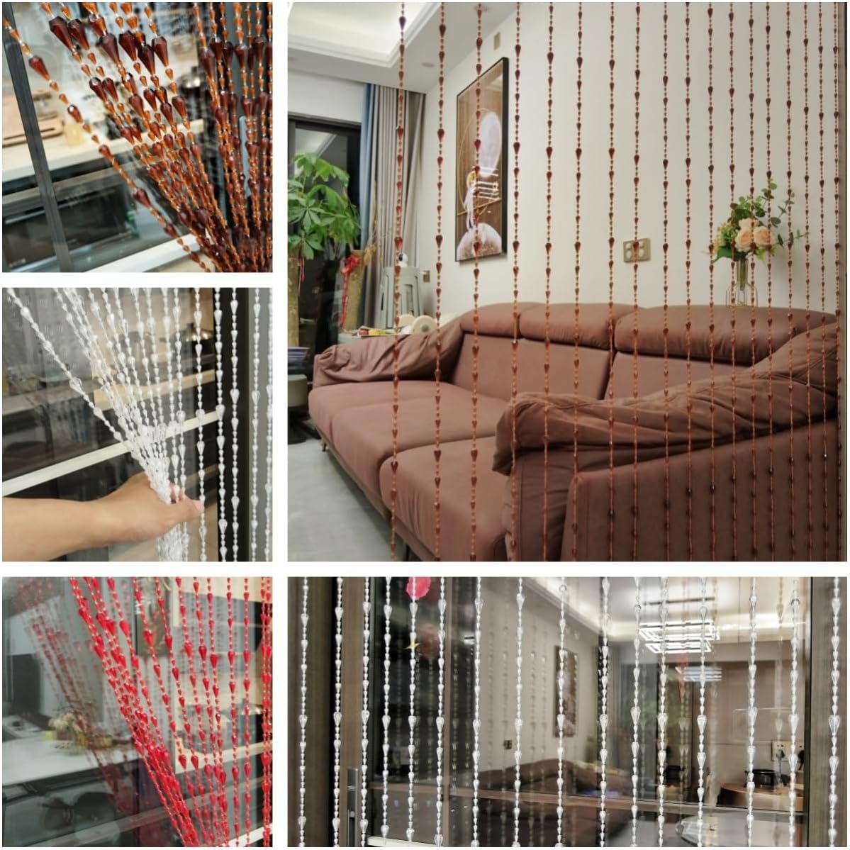 Ave Split Clear Beaded Curtain Door Divider
