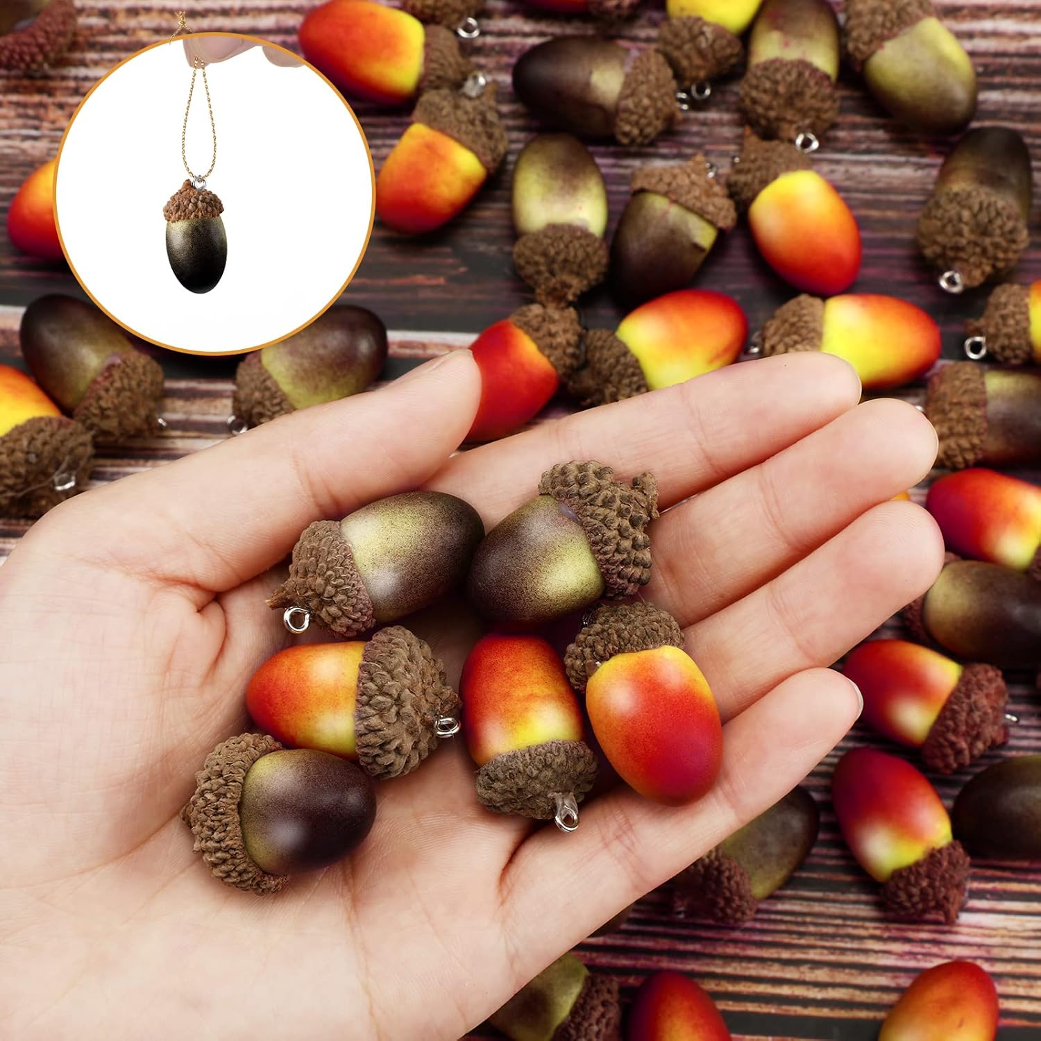 Dingion 60 Pcs Fall Acorn Hanging Decor