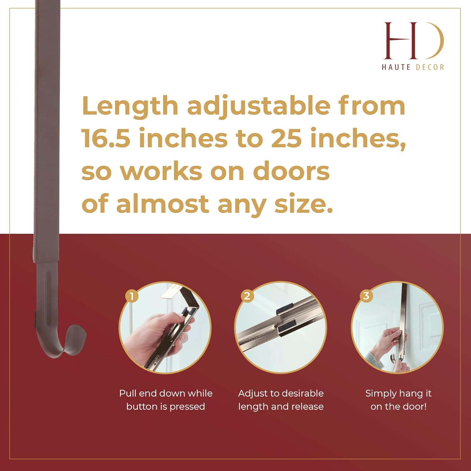 Haute Decor Adjustable Wreath Hanger 20 Lb