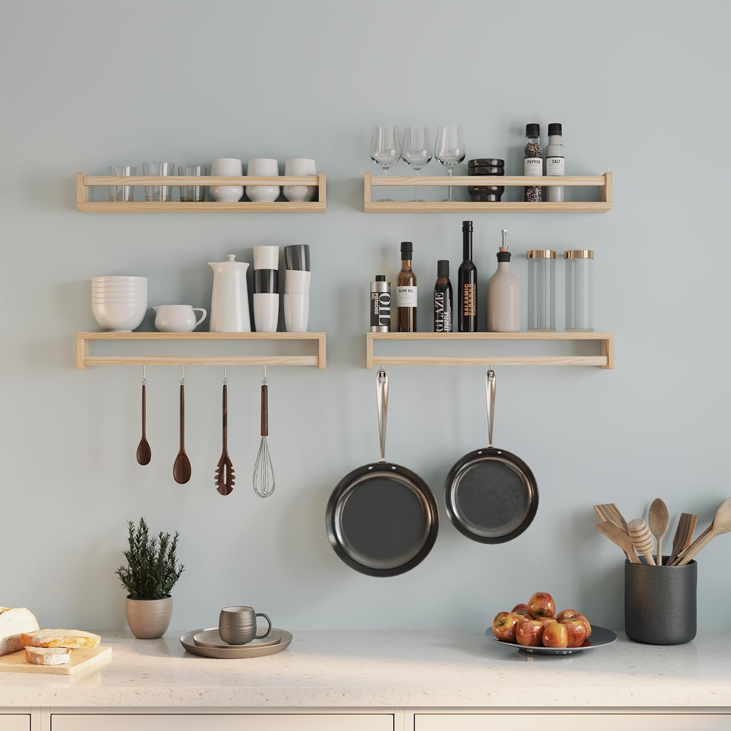 24 Inch Solid Wood Floating Shelves Set of 2 for Nursery