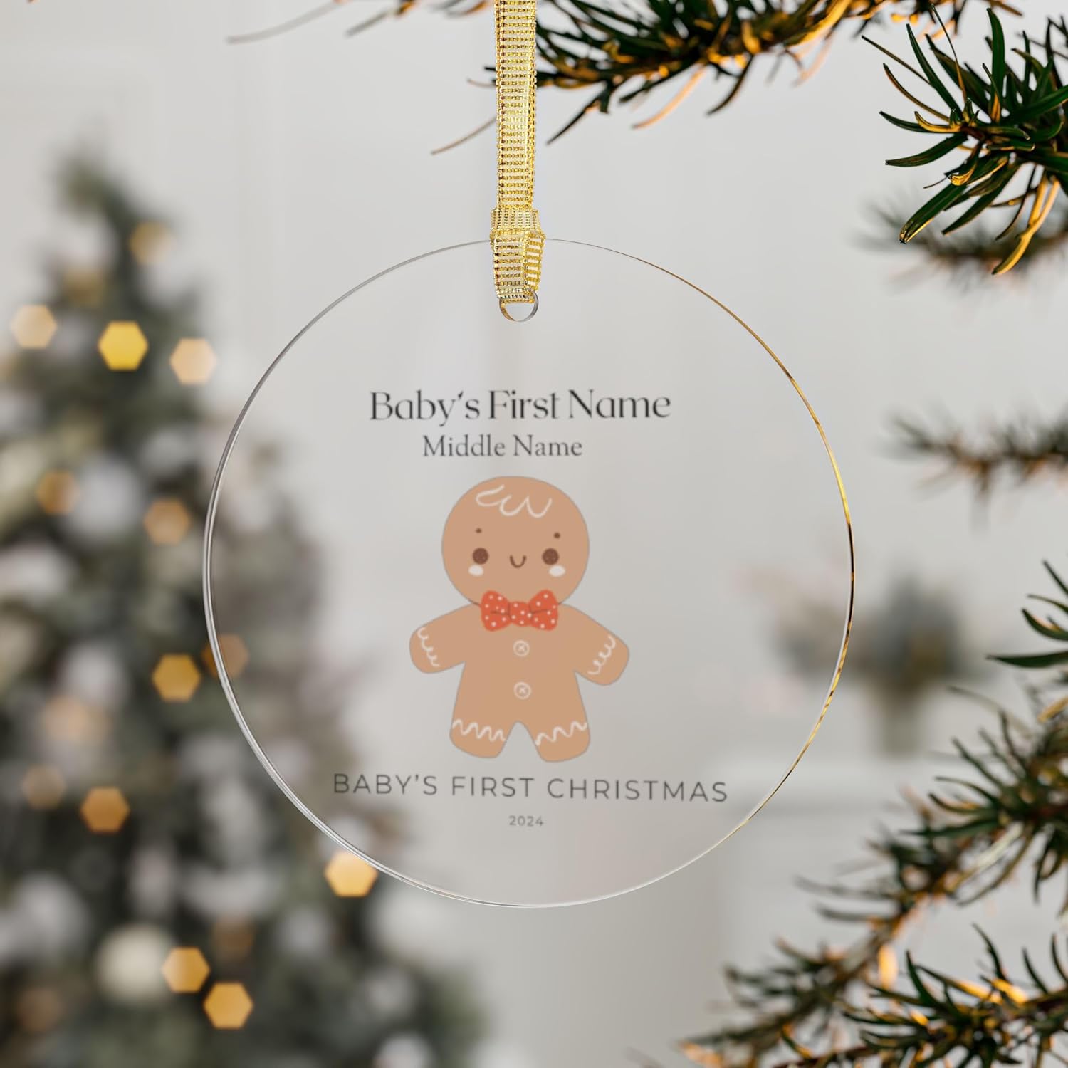 Babys First Christmas Gingerbread Ornament Personalized