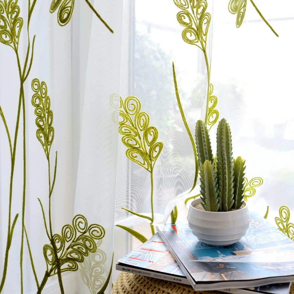 Melodieux Sheer Curtain with Wheat Embroidery 1