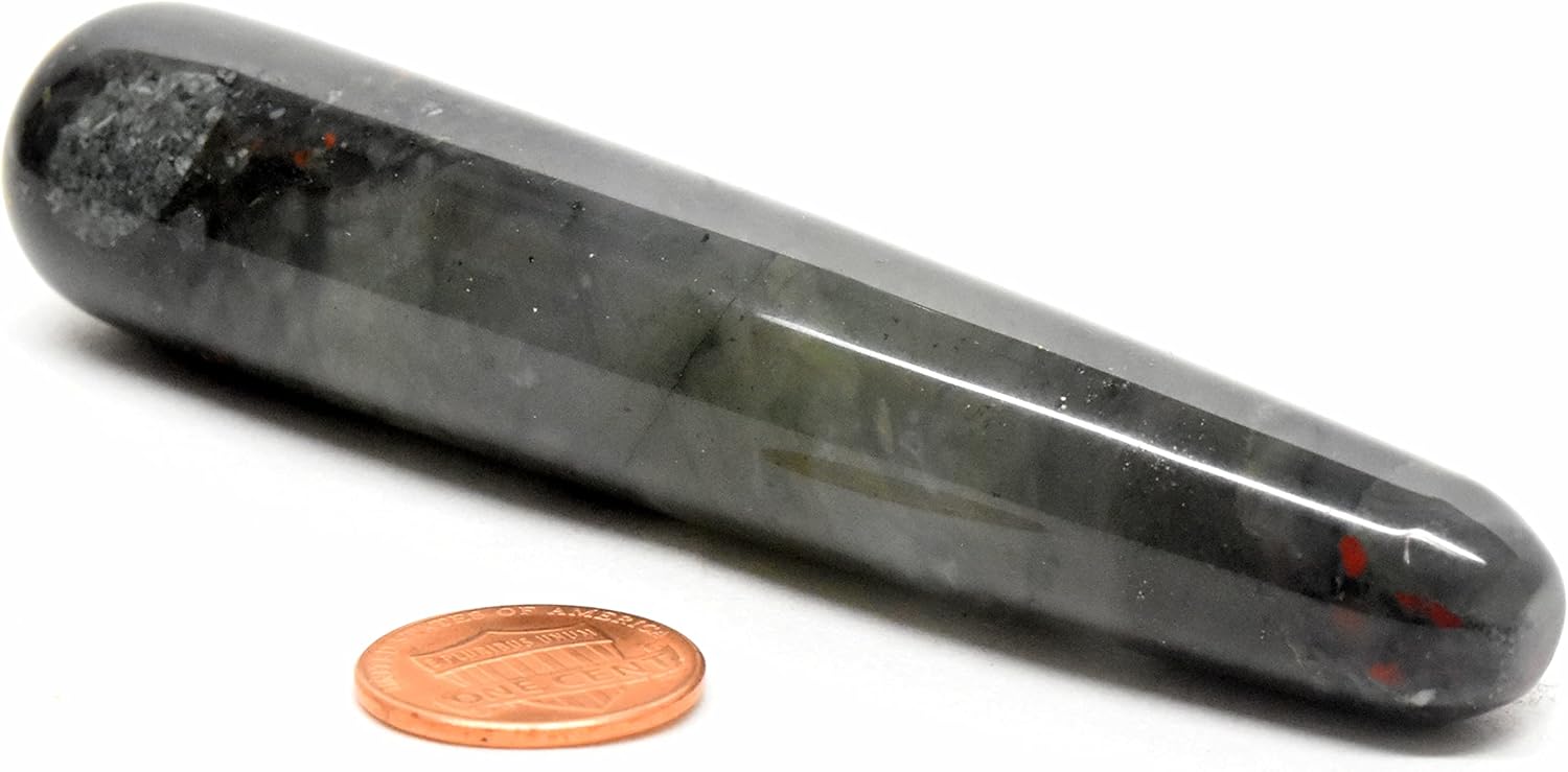 HQRP Bloodstone Massage Wand 425 Inches Deep Red