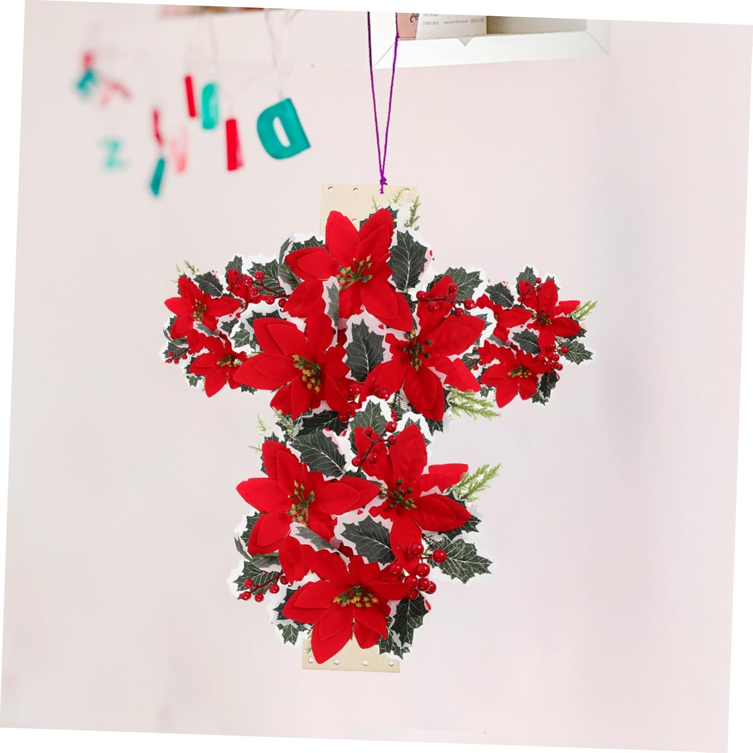 Wooden Cross Wreath Frame for Holiday Decor