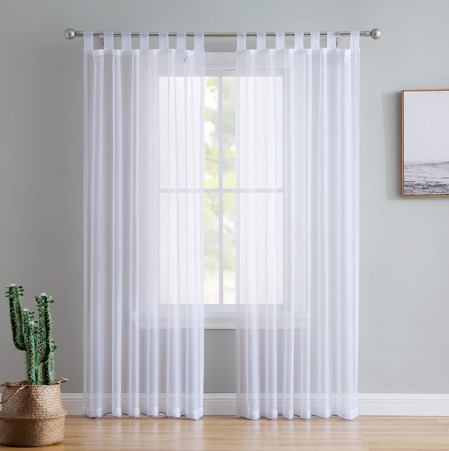 HLC ME White Tab Top Curtain Panels 54x108 Set of 2