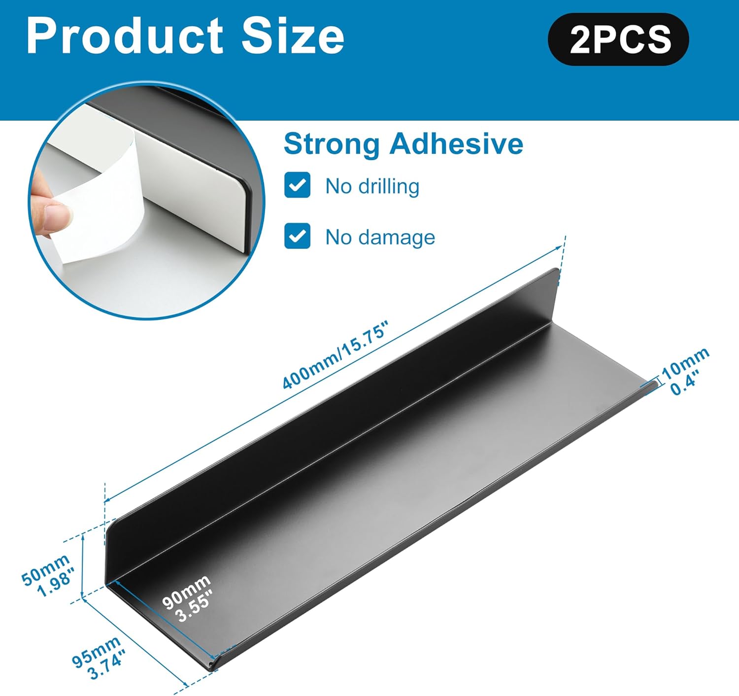 SAYAYO Black Floating Shelves 2pcs Wall Storage