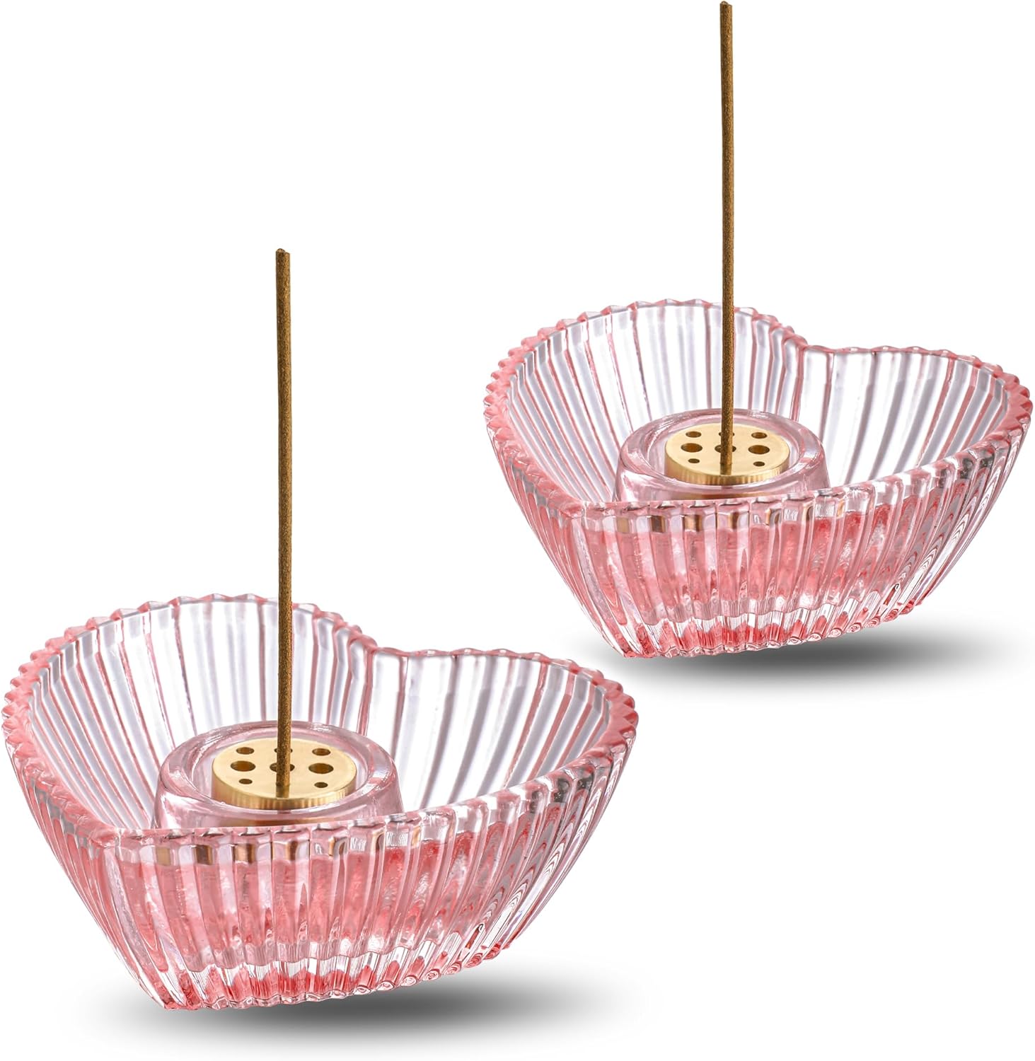 Kanpura Glass Heart Incense Holder Set of 2