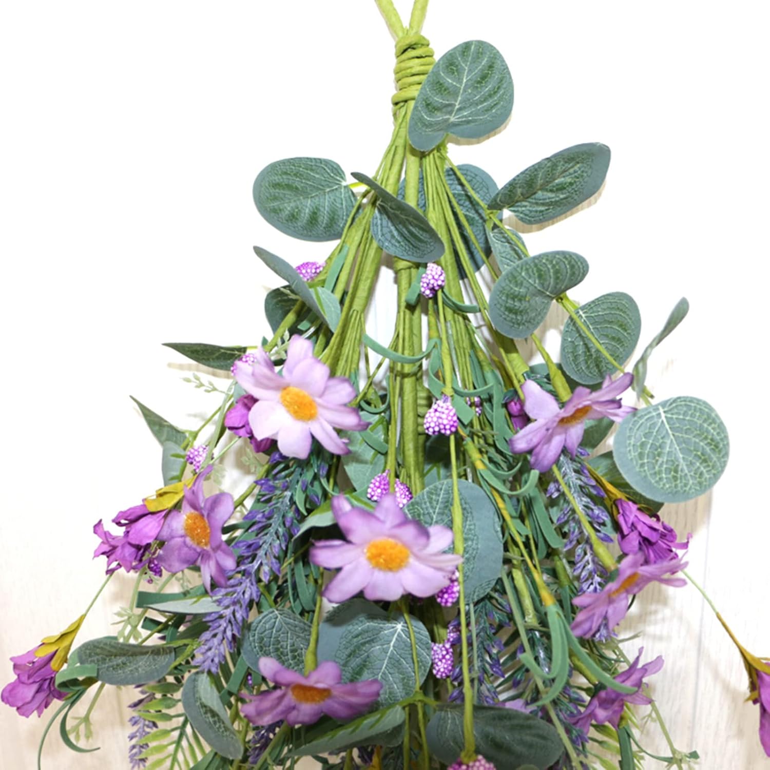 Firlar 197 Inch Artificial Daisy Wreath with Lavender and Eucalyptus