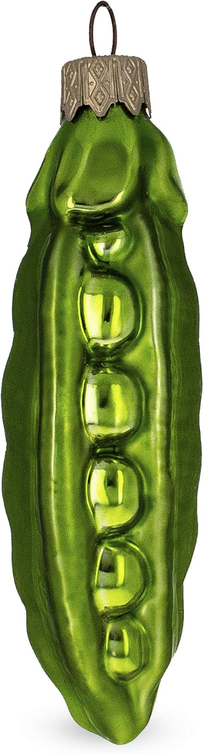 Green Peas Glass Christmas Ornament 1