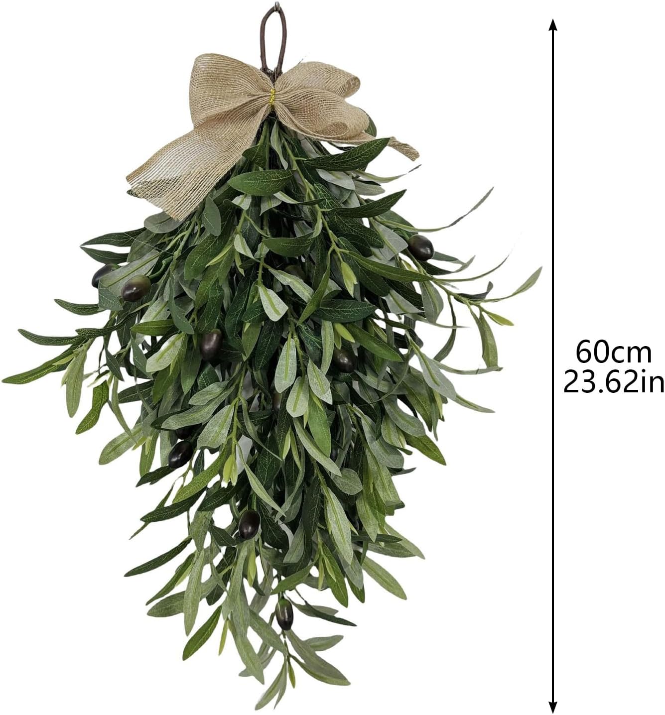 236 Inch Artificial Olive Teardrop Wreath for Home Decor