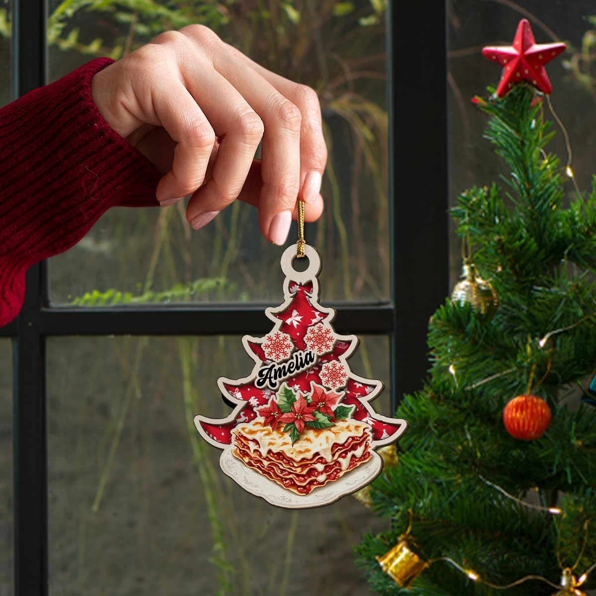 Personalized Lasagna Xmas 2-Layer Wooden Ornament