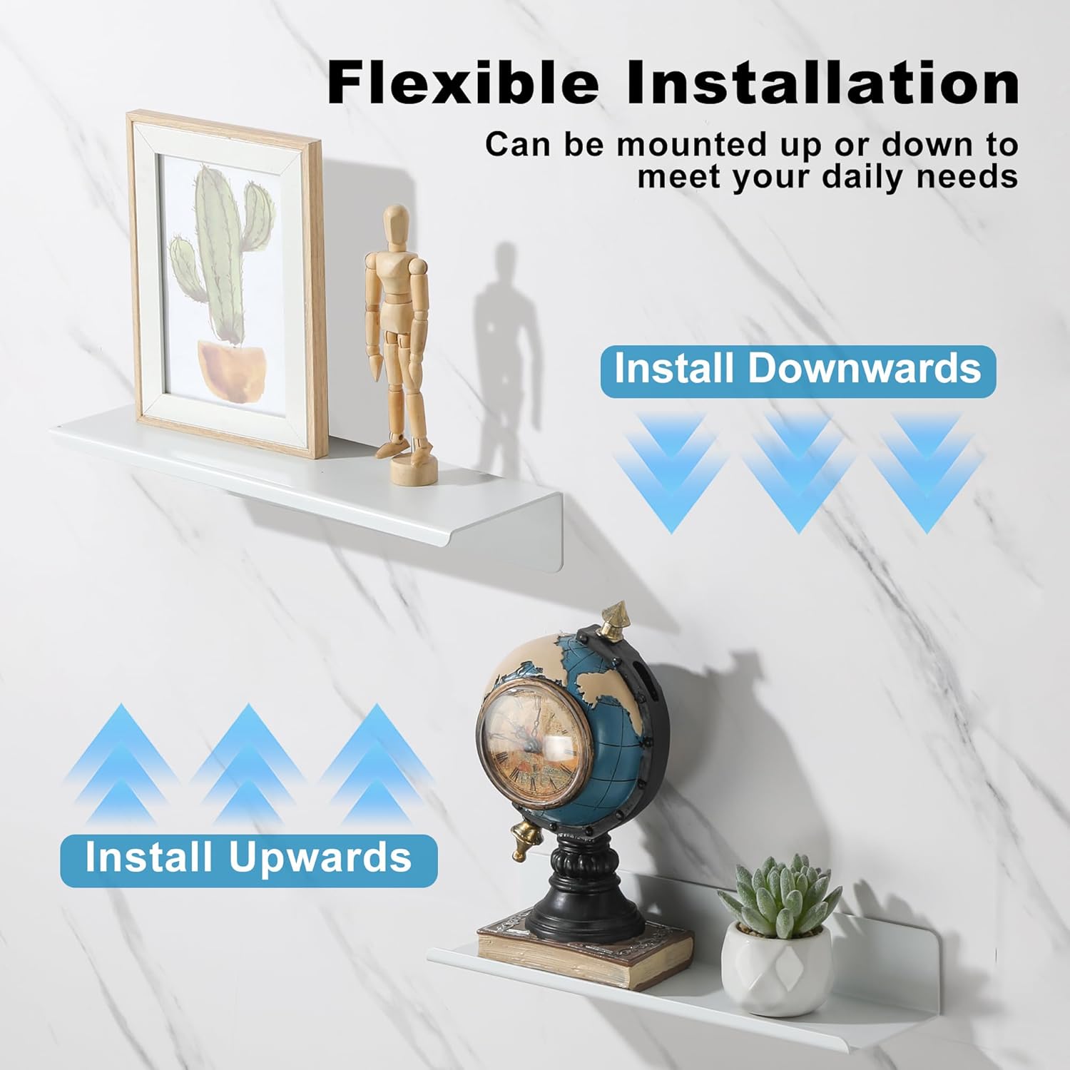 SAYAYO White Floating Shelves Wall Storage 2pcs