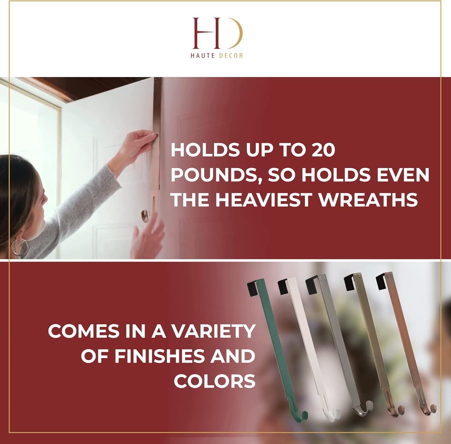 Haute Decor Adapt Adjustable Wreath Hanger with Removable Icon 1